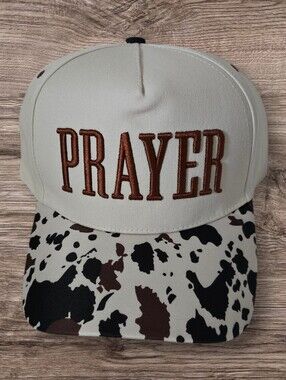 Prayer Embroidered Cow Print Snapback Hat